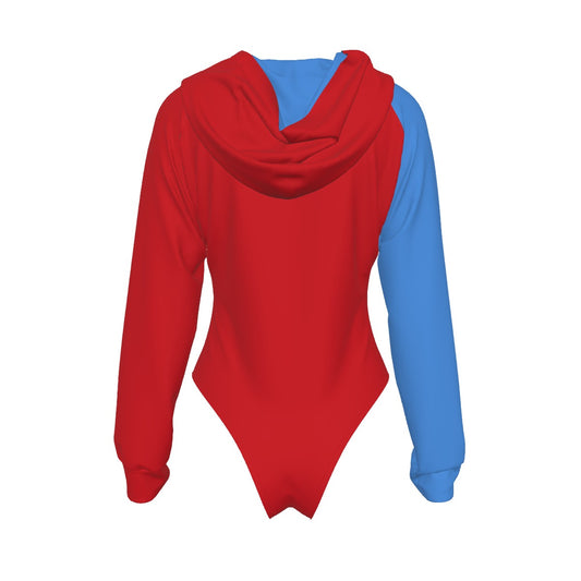 Graphic "Baddie" Color block Hooded Bodysuit