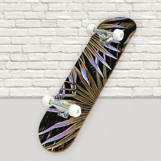 Purple Floral Skateboard sticker | Back