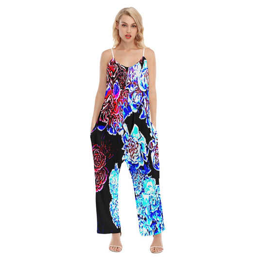 Dark Floral Loose Cami Jumpsuit