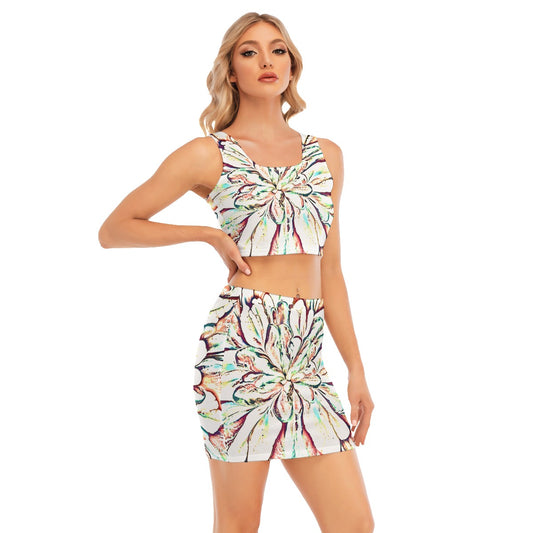 Psycho Print Camisole And Hip Skirt Suit