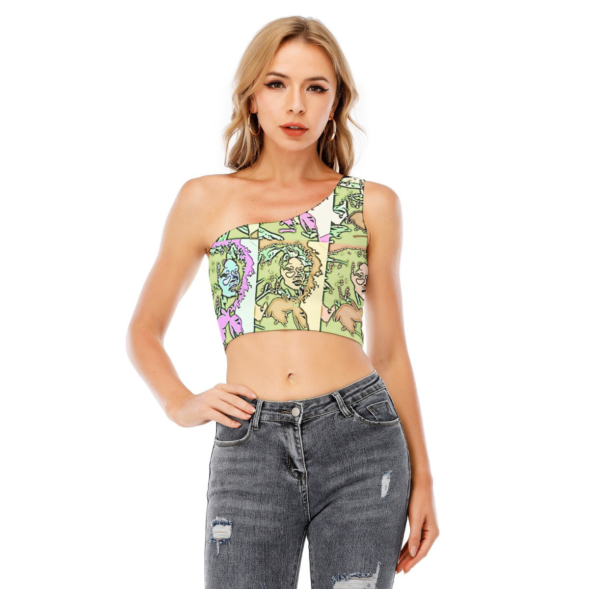 Afro One-Shoulder Cropped Top