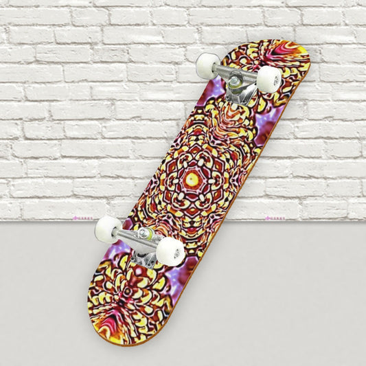 Purple and Yellow Skateboard sticker | Back