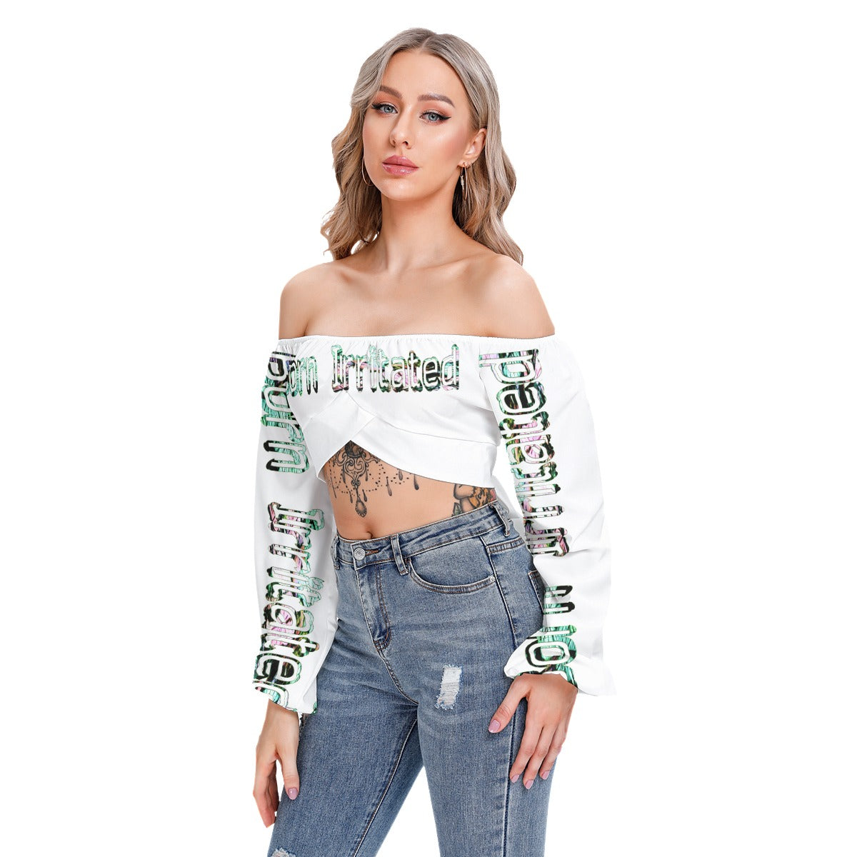 Graphic Born Irritated Cropped Tube Top