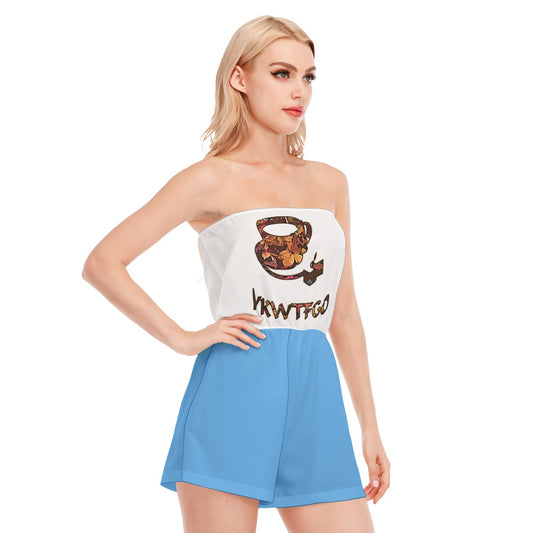 Graphic "Coffee" Tube Top Jumpsuit