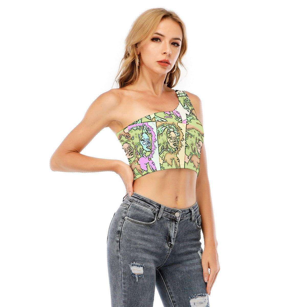 Afro One-Shoulder Cropped Top