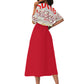 Red Branded Elastic Waist Dress