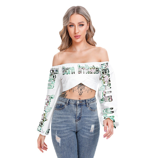 Graphic Born Irritated Cropped Tube Top