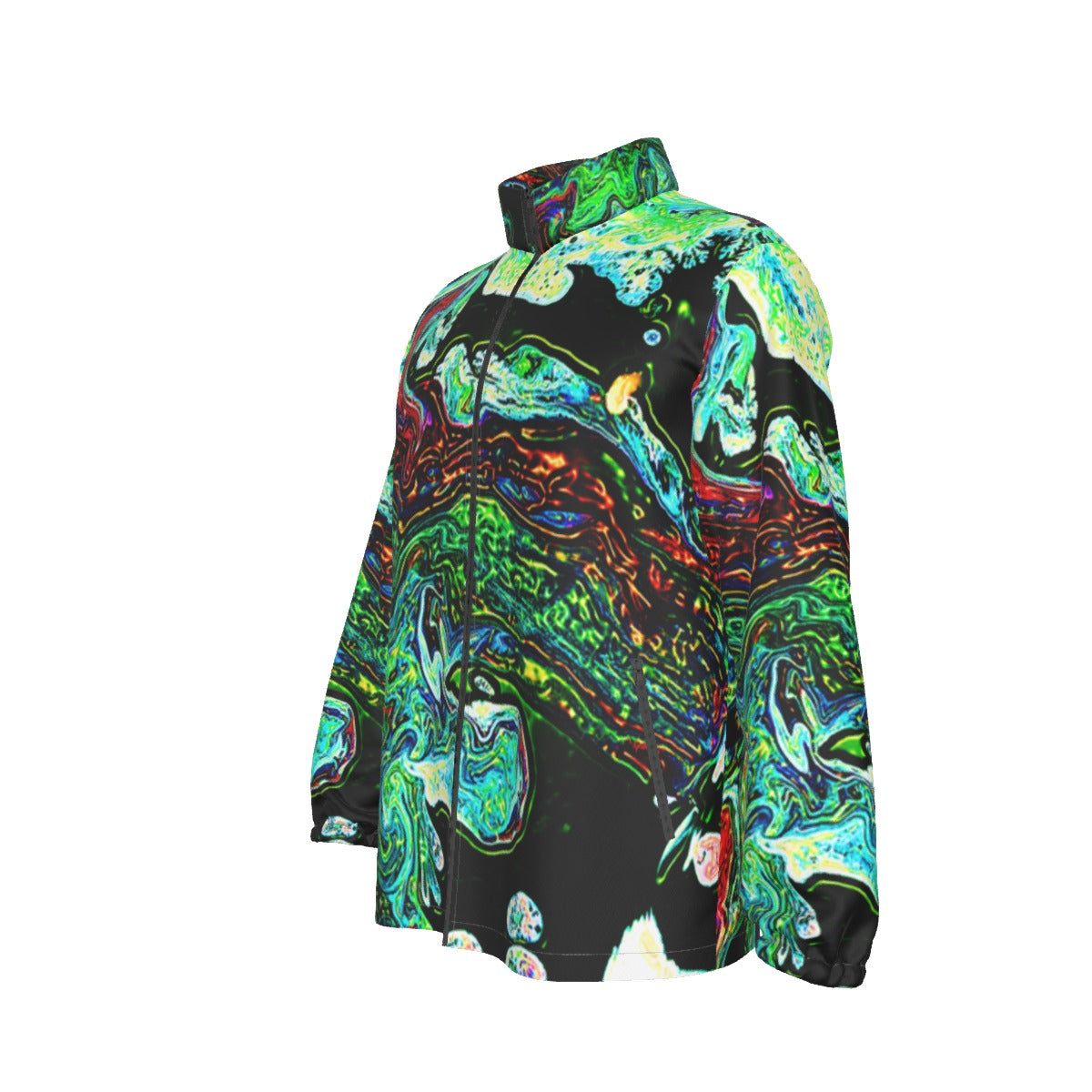 CDEJ Green Marble Collar Zip-up Windproof Jacket