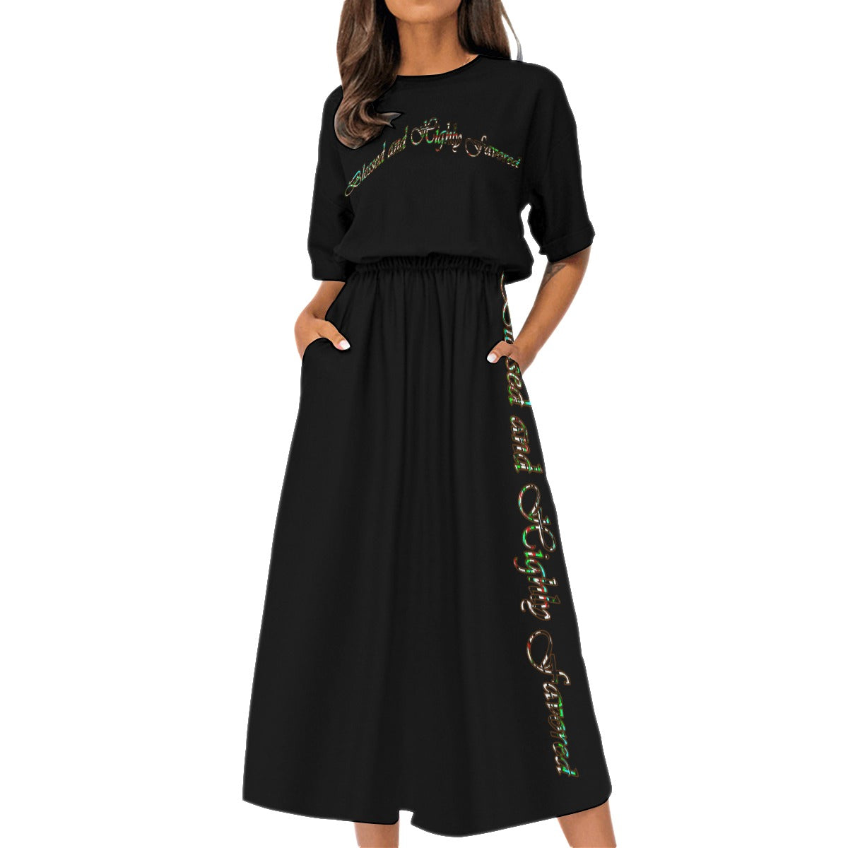 Graphic Blessed Elastic Waist Dress