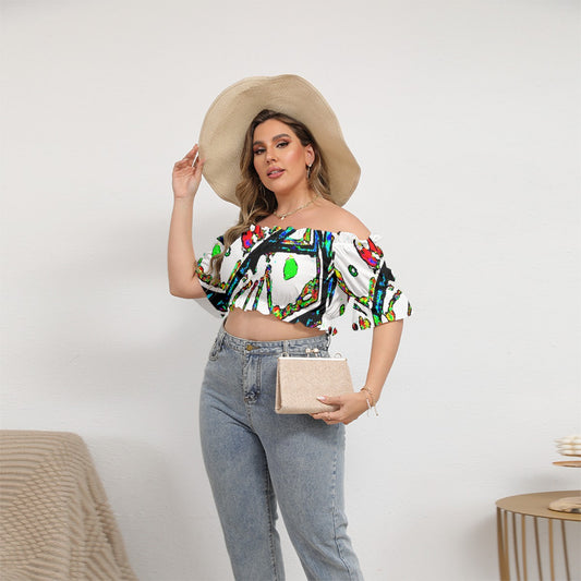 Painted Plus Size Off-shoulder Cropped Top