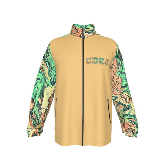 Green Marble Collar Zip-up Windproof Jacket