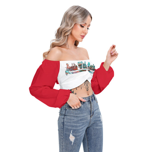 Graphic "Baddie" Cropped Tube Top With Long Sleeve