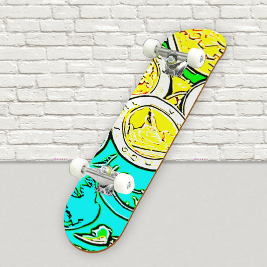 Teal Coin Skateboard sticker | Back