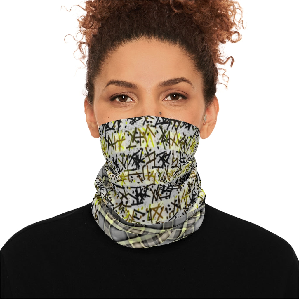 Patchwork Winter Neck Gaiter With Drawstring