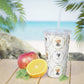 Logo Patterned Plastic Tumbler with Straw