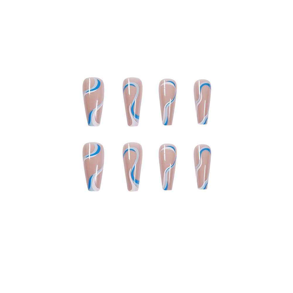 24pcs Wavy lines Detachable Long Ballerina False Nails