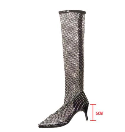 YTMTLOY Rhinestone Heel Boots
