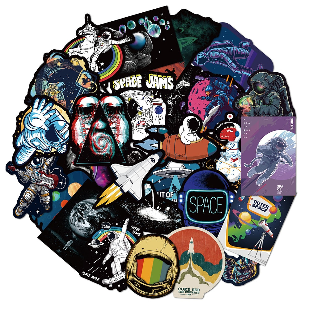 10/30/50PCS Outer Space Astronaut Skateboard Stickers