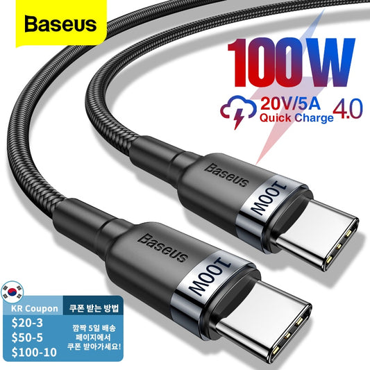Baseus 100W USB Type C Cable For Macbook and Samsung