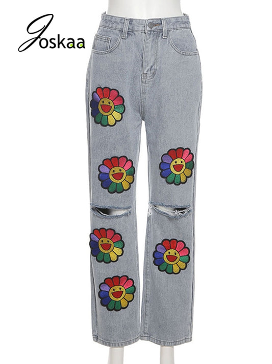 Joskaa  Embroidered Denim Jeans