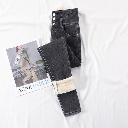 ZOENOVA Velvet High Waist Skinny Jeans