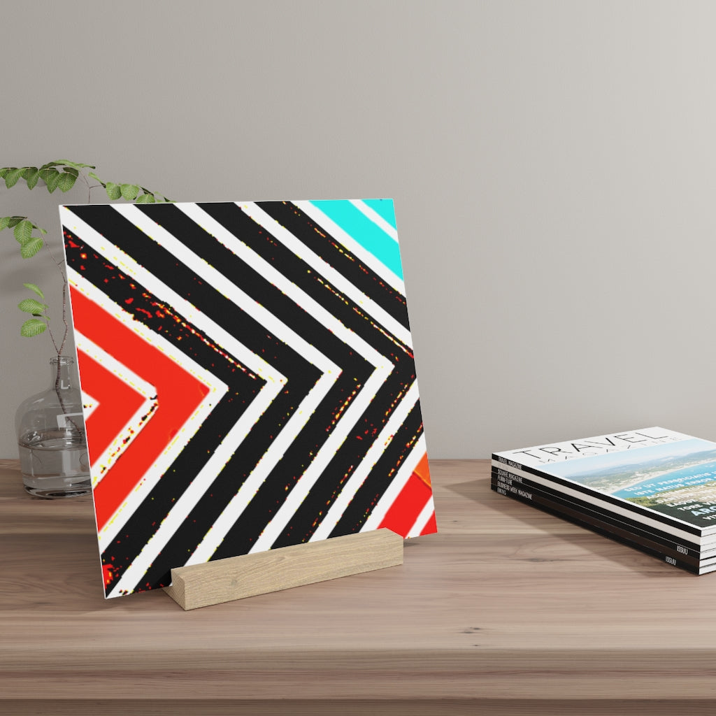 Abstract Stripped Gallery Board with Stand