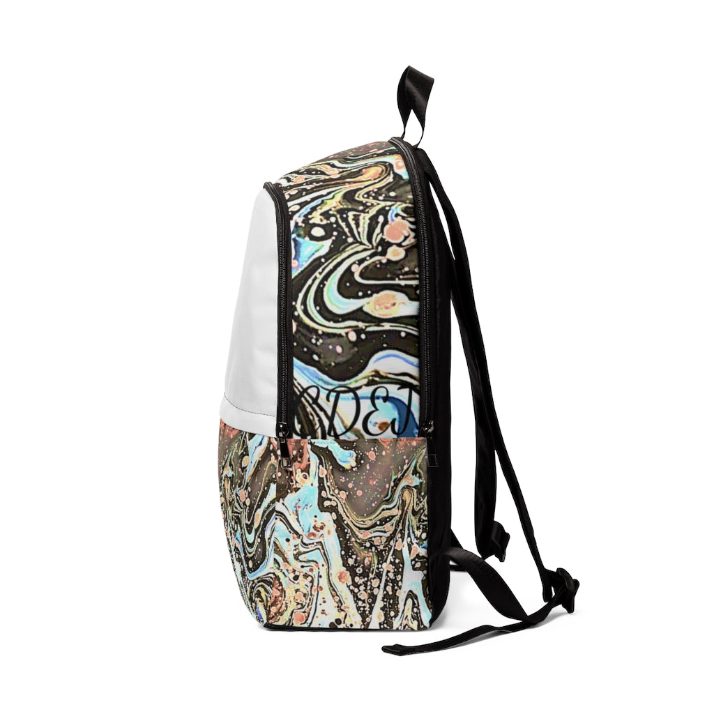 CDEJ Light Brown Turquoise Marble Unisex Fabric Backpack