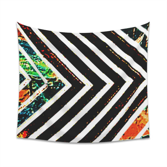 Multi-Colored Stripped Printed Wall Tapestry
