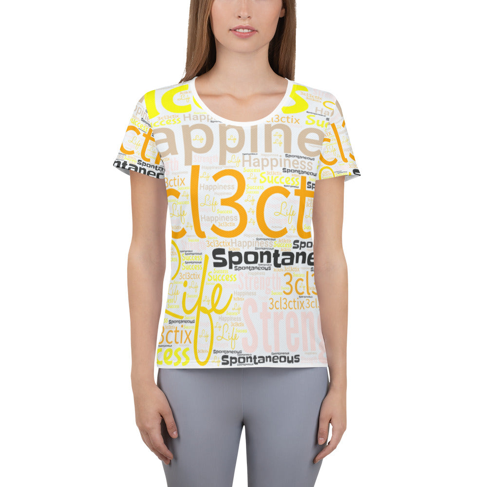 Yellow Branded All-Over Print Women's Athletic T-shirt