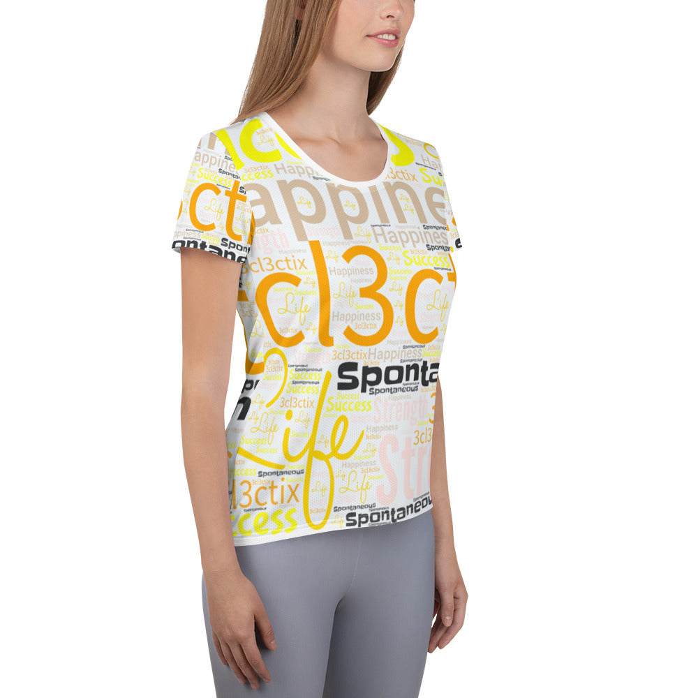 Yellow Branded All-Over Print Women's Athletic T-shirt