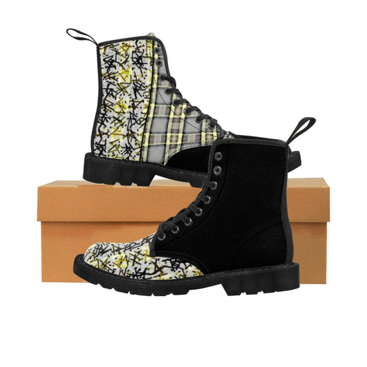 Patchwork Plad Women's Canvas Boots