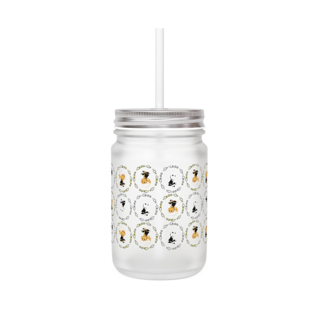 Logo Patterned Mason Jar