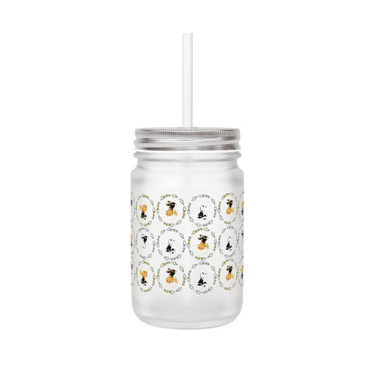 Logo Patterned Mason Jar