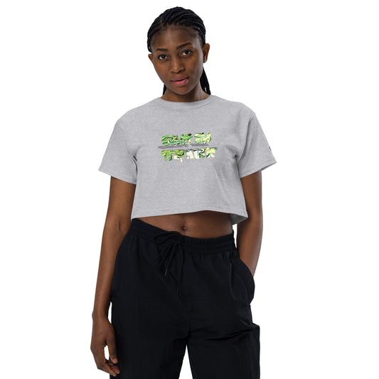 Graphic "Games and Trap Music" Champion crop top