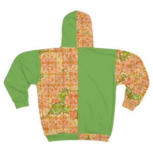 Faded Floral Green AOP Unisex Zip Hoodie