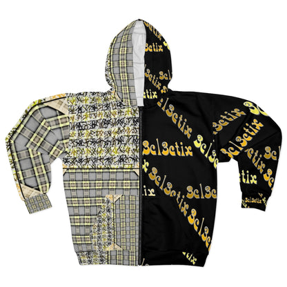 Branded Patchwork Plad AOP Unisex Zip Hoodie