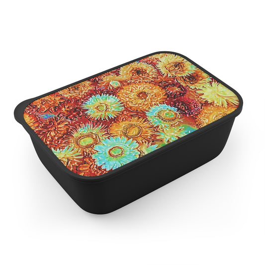 Floral PLA Bento Box with Band and Utensils