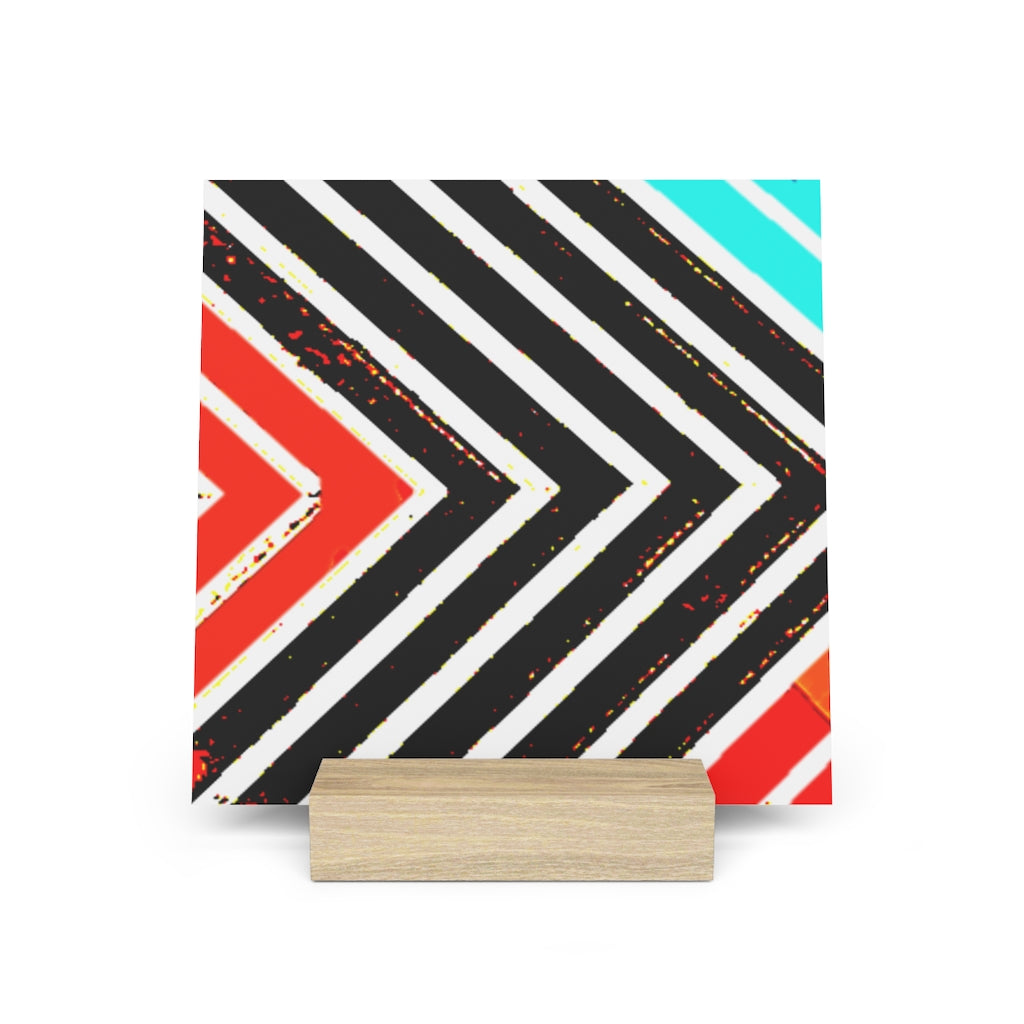 Abstract Stripped Gallery Board with Stand