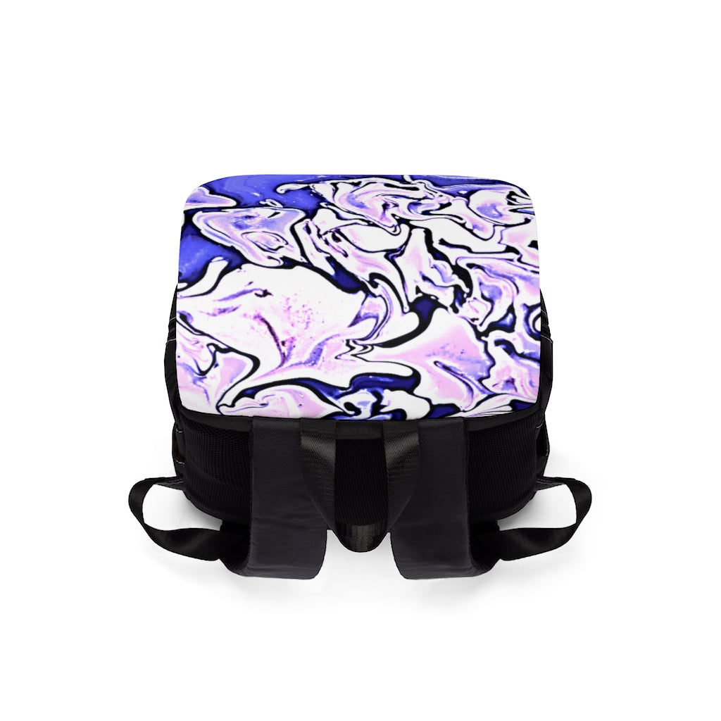 CDEJ Purple Marble Unisex Casual Shoulder Backpack