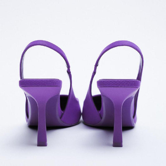 Stiletto Heels 2022 Summer Suit Comfort Shoes for Women Sandals Female Purple New Girls Low Pointed High Black Big Large Size