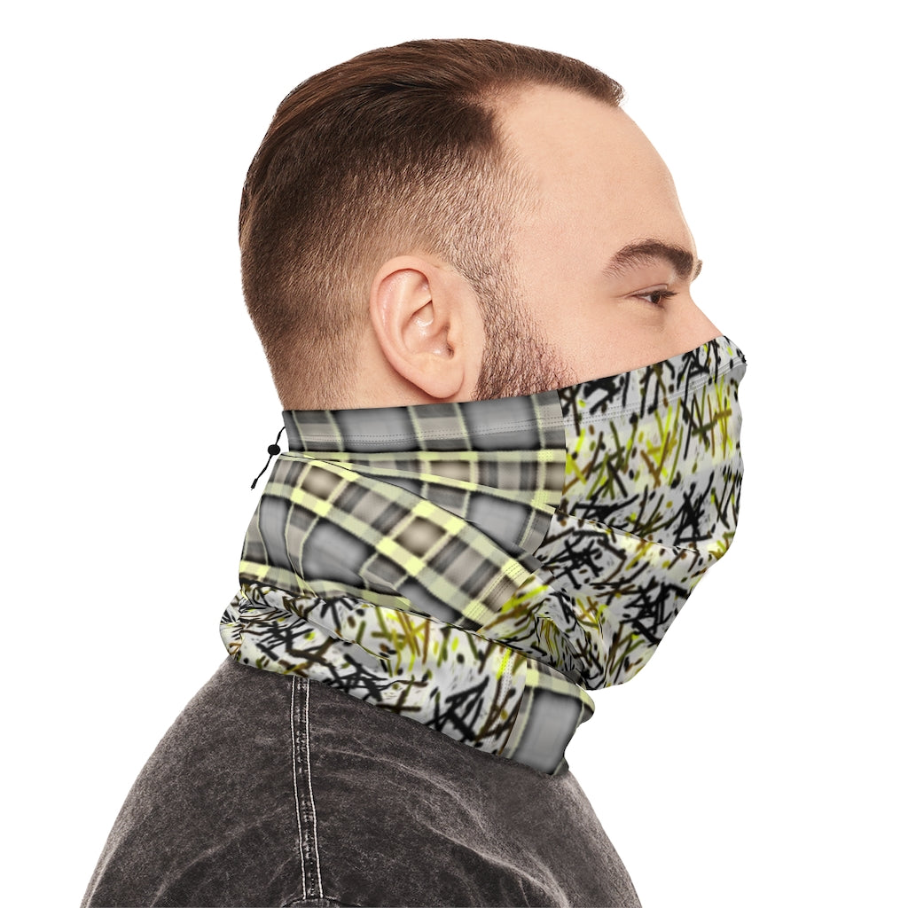 Patchwork Winter Neck Gaiter With Drawstring