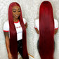 Burgundy 99J Straight Lace Front Wig For Women HD Transparent Lace Frontal Human Hair Wigs Pre Plucked Red Colored Brazilian Wig
