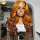 5x5 Lace Closure Wig 10A Body Wave Orange Brown Ombre Colored Lace Front Wigs PrePlucked 30&quot; 13x6 Lace Frontal Human Hair Wigs