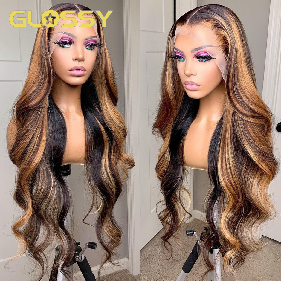 Honey Blonde Highlight Wig Human Hair Body Wave Lace Front Wig Colored Remy Human Hair 13x6 13x4 HD Lace Frontal Wigs For Women
