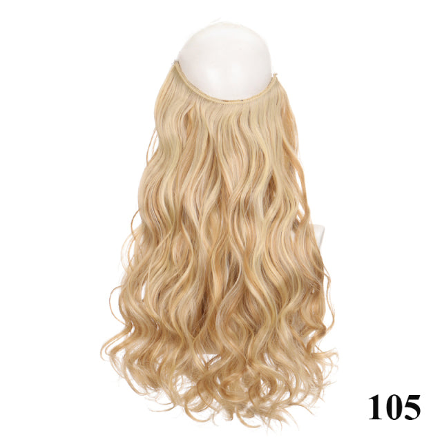 XUANGUANG Synthetic 24 Inches No Clips In Natural Hidden Secret False Hair Piece Hair Extension Long Curly Fish Line Hair Pieces