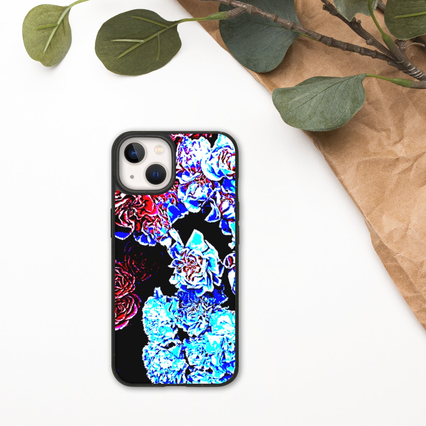 Dark Floral Speckled iPhone case