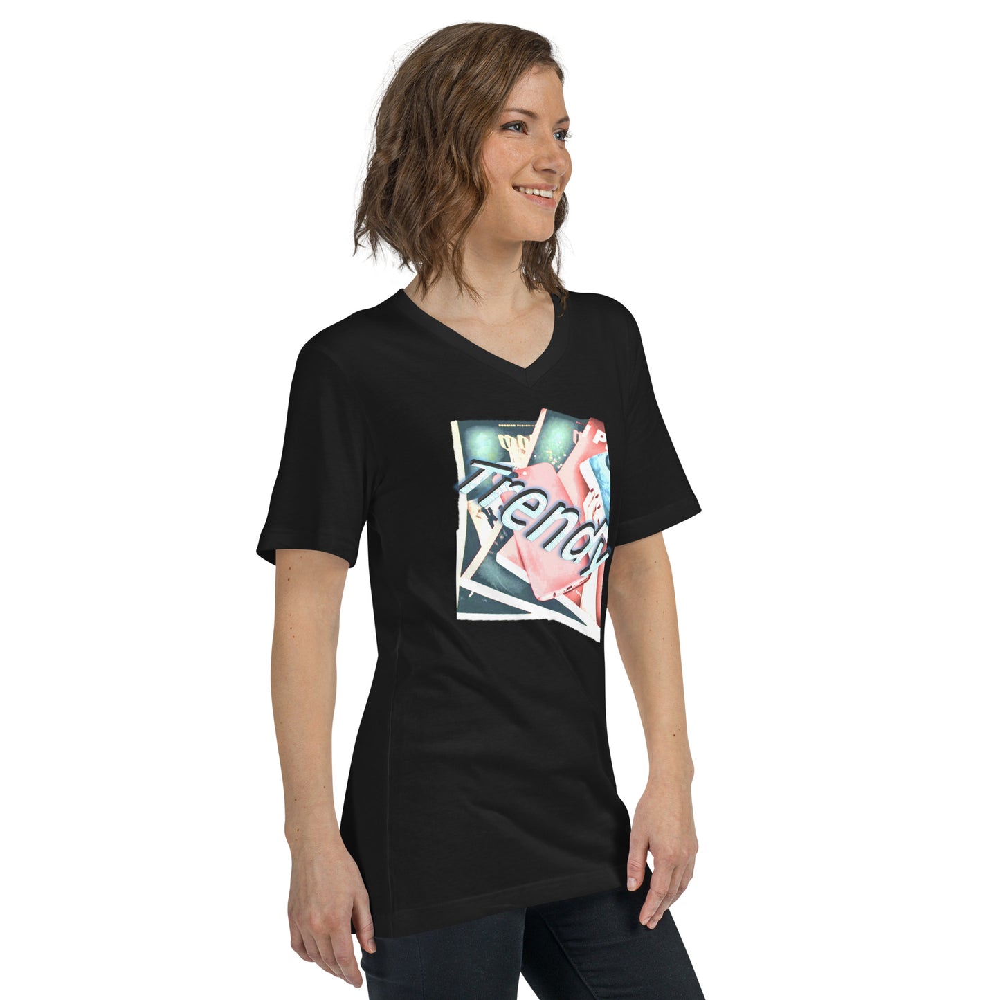 Graphic Trendy Unisex Short Sleeve V-Neck T-Shirt