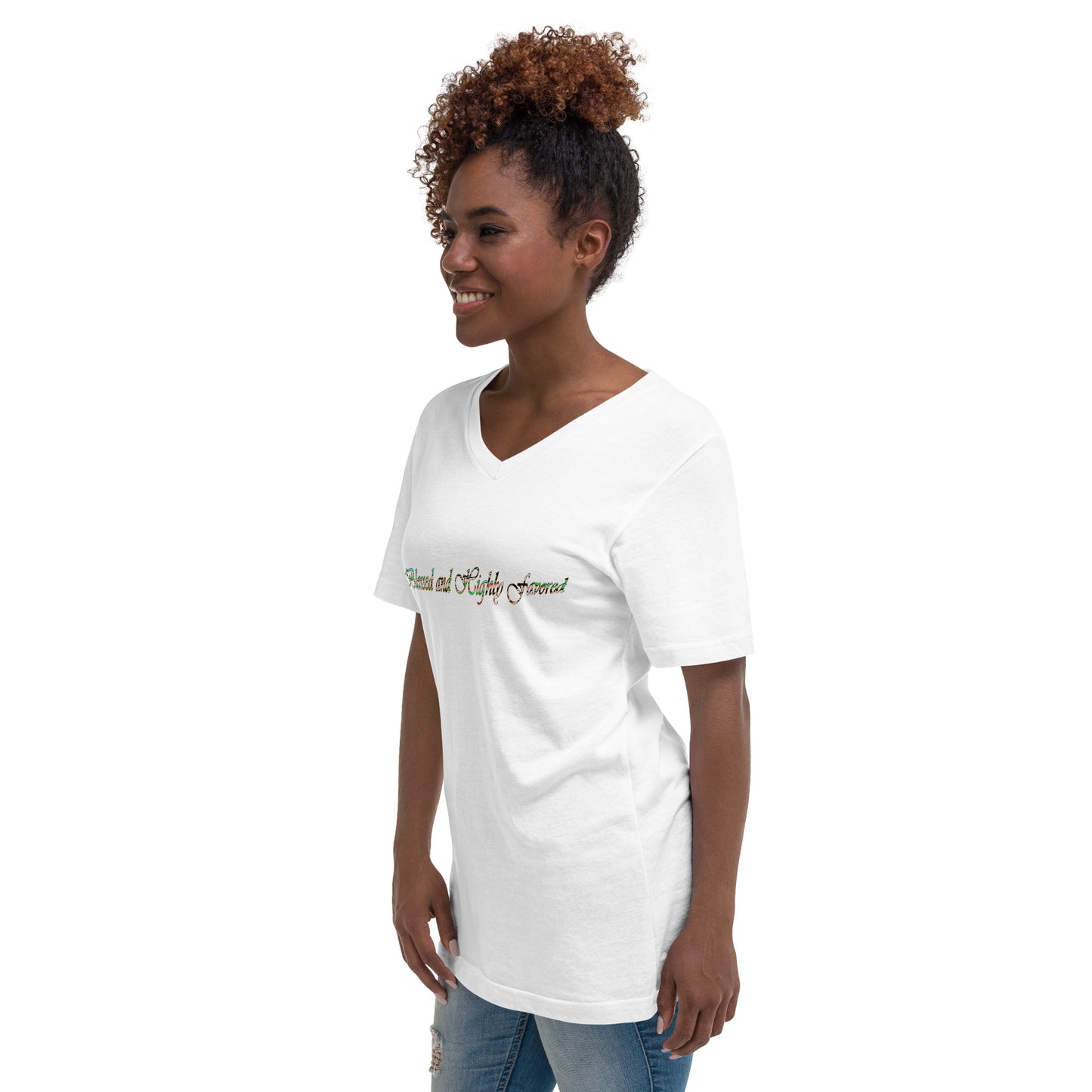 Graphic Blessed Unisex Short Sleeve V-Neck T-Shirt