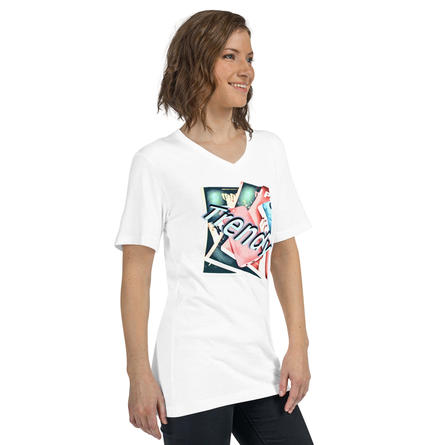 Graphic Trendy Unisex Short Sleeve V-Neck T-Shirt